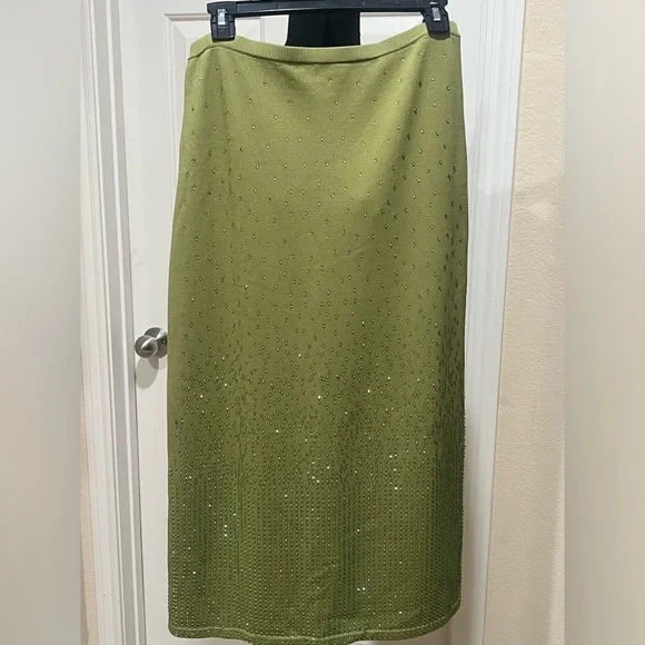 House of Harlow 1960 Green KNIT RHINESTONES Skirt, SPECIAL OCCASION SIZE M - Picture 1 of 8